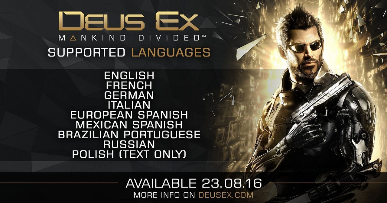 Deus Ex: Mankind Divided contará con voces al español europeo y latinoamericano