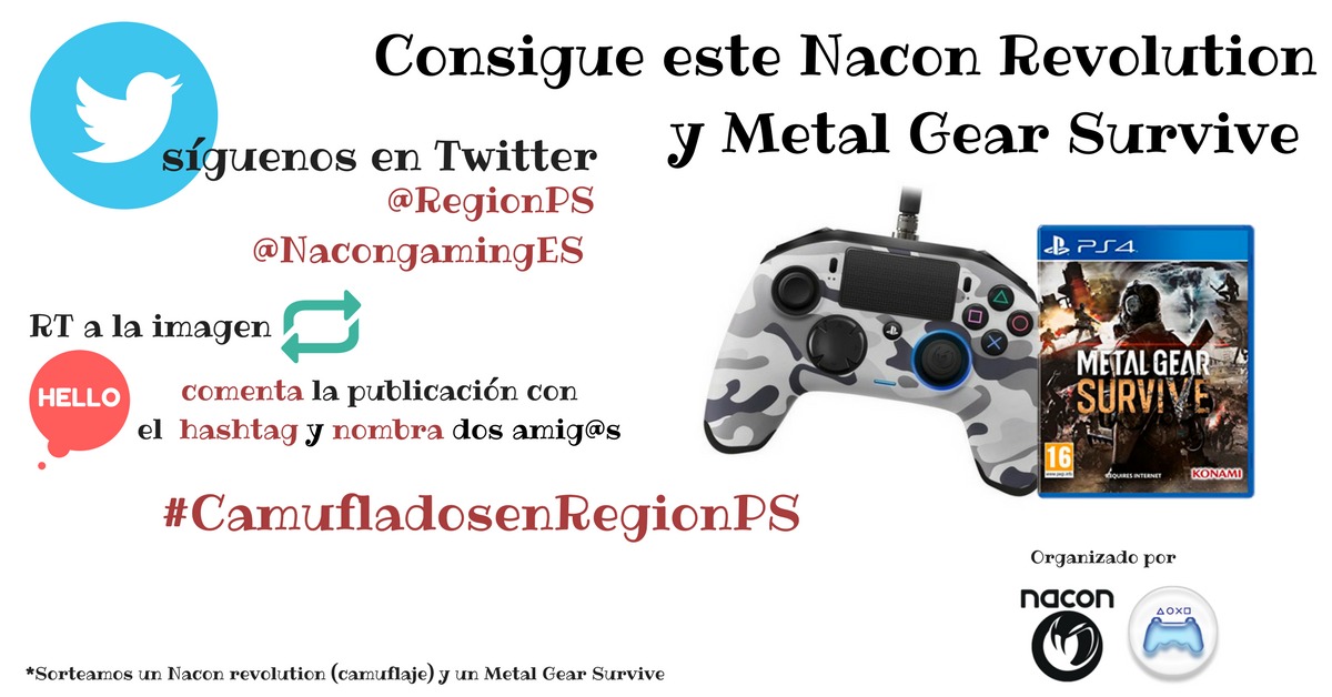 ¡Sorteamos un mando de Nacon Revolution para PS4 y una copia de Metal Gear Survive!