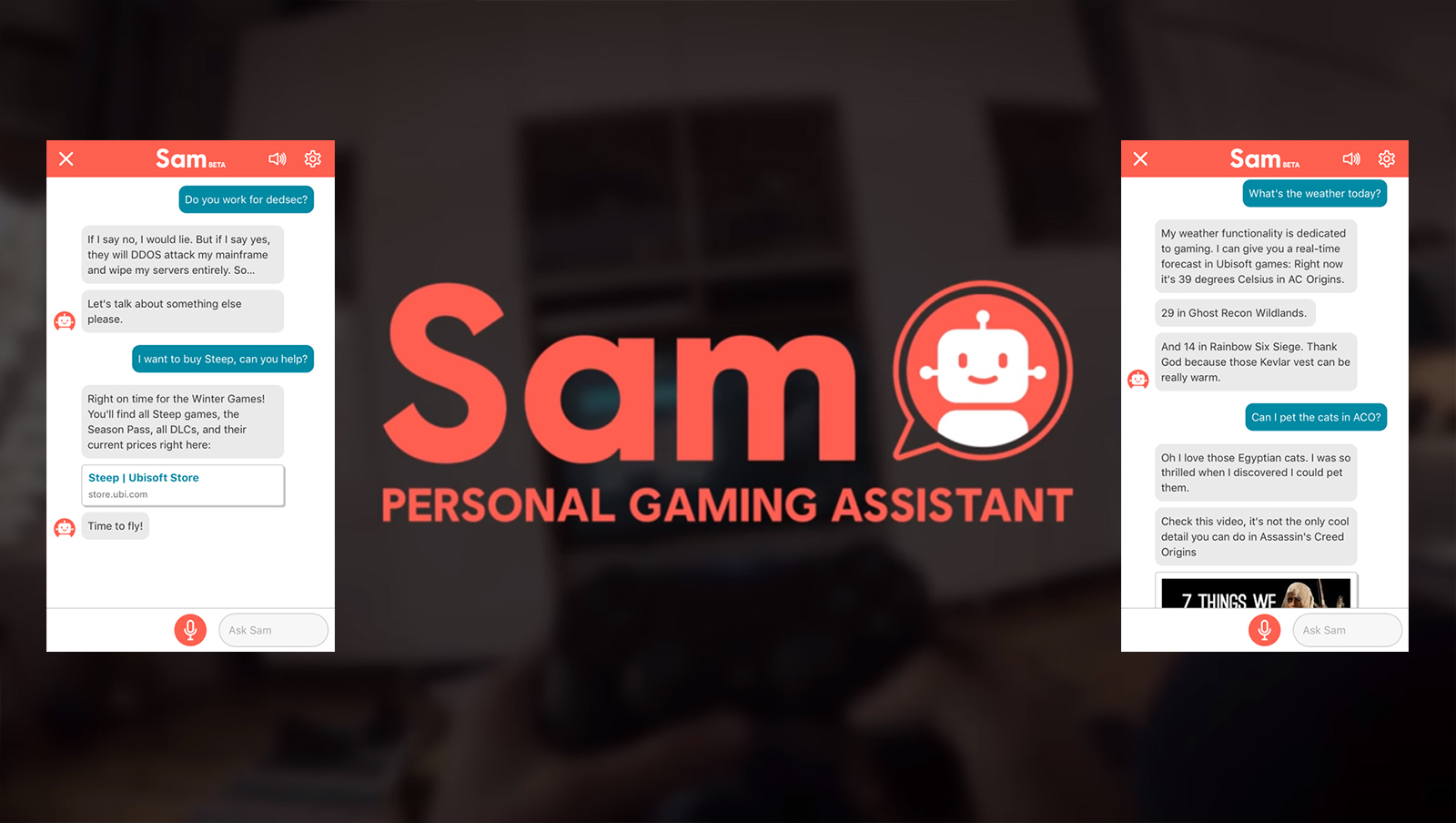 Sam, el asistente personal de Ubisoft, debuta en todo el mundo en la aplicación de Ubisoft Club