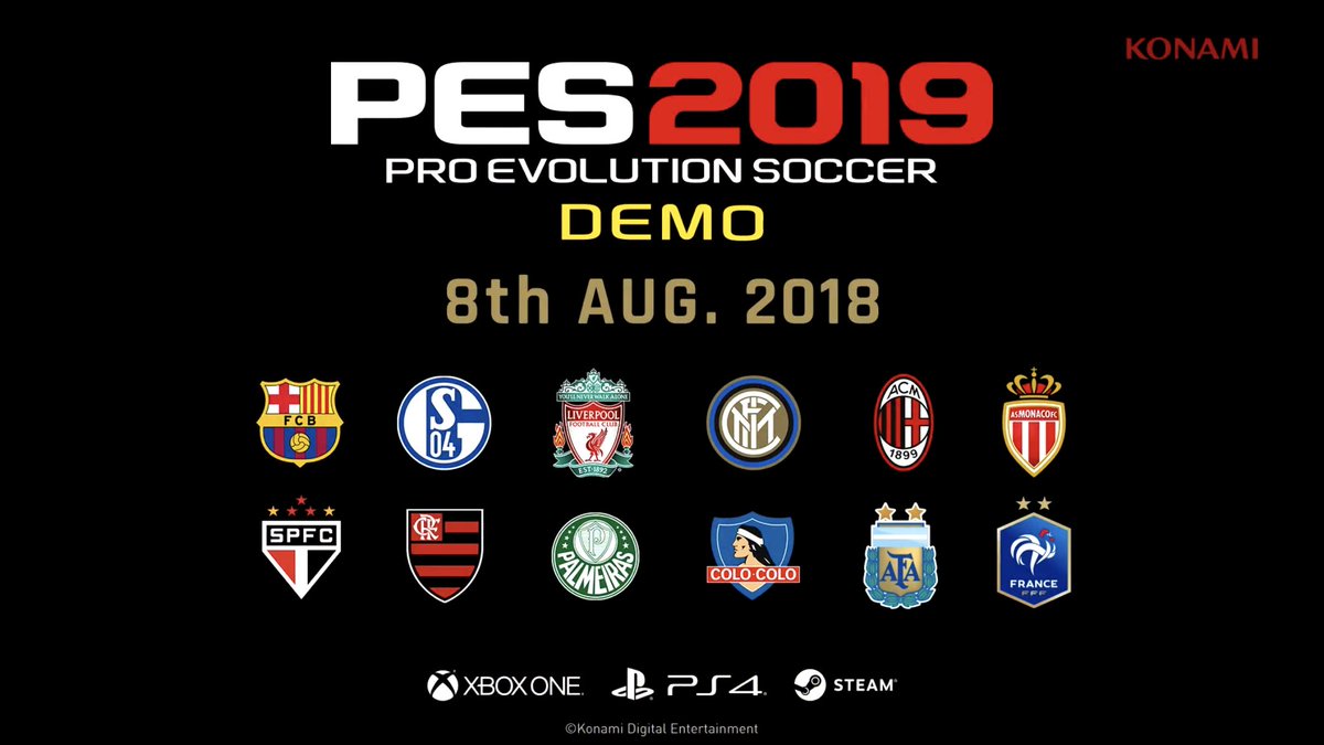 Confirmada la fecha de estreno para la demo de PES 2019 | Revelada la lista de equipos disponibles