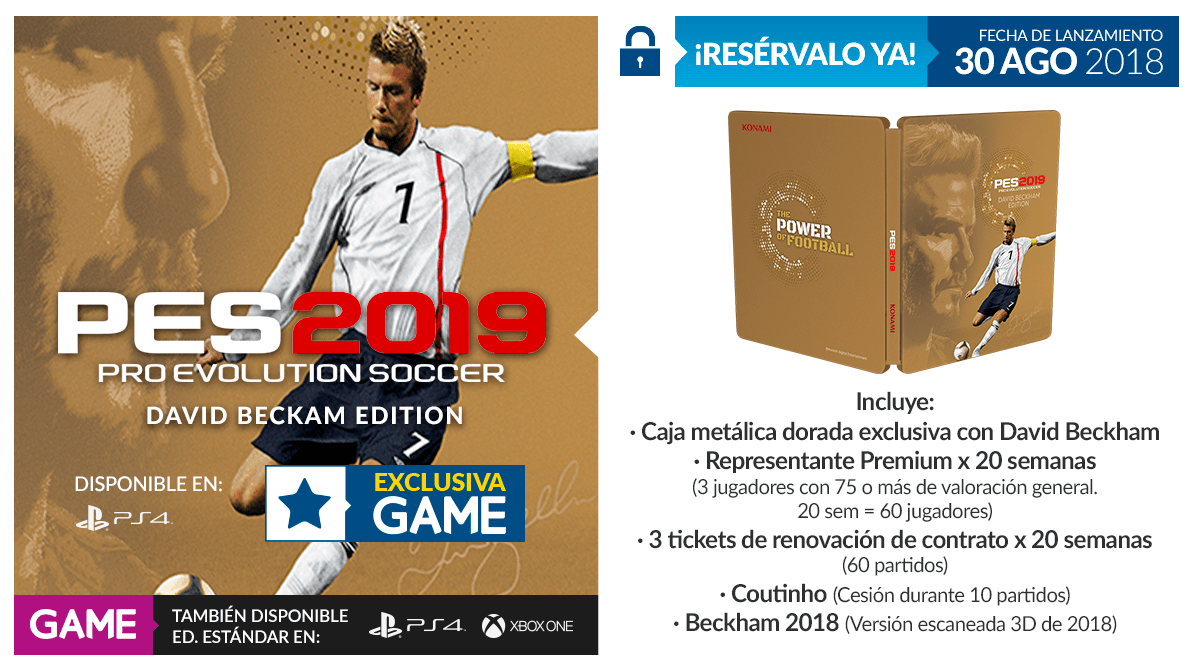 La David Beckham Edition de PES 2018 será exclusiva de GAME y vendrá con una preciosa caja metálica