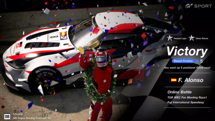 Doble victoria de Fernando Alonso en Fuji Speedway y Le Mans con Gran Turismo Sport