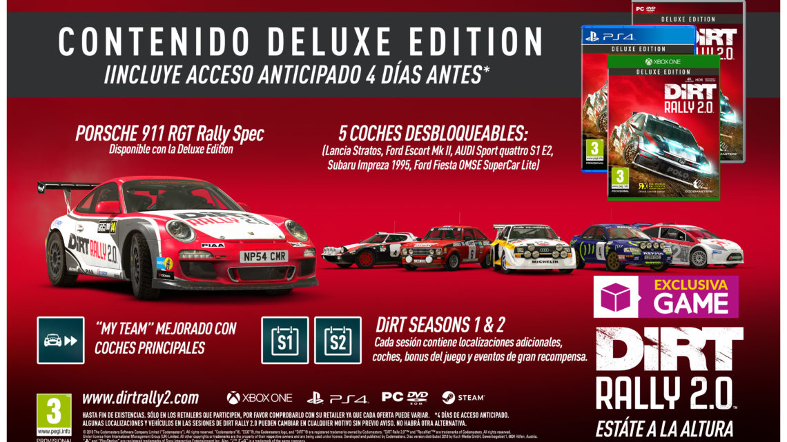 GAME venderá en exclusiva la Deluxe Edition de DiRT Rally 2.0