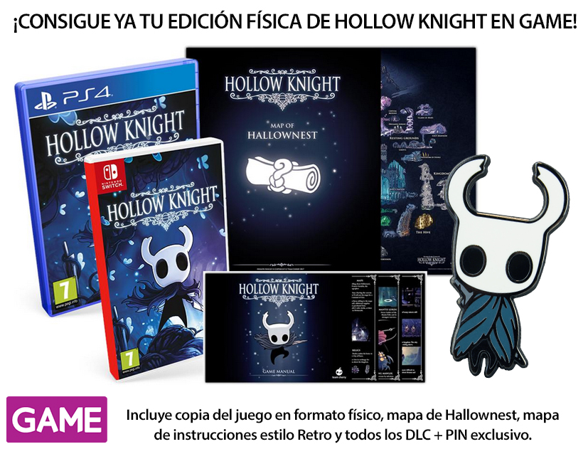 Llévate un pin exclusivo al reservar la edición física de Hollow Knight en GAME
