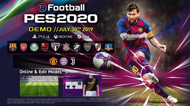 Revelado el listado completo de equipos que estarán disponibles en la demo de eFootball PES 2020