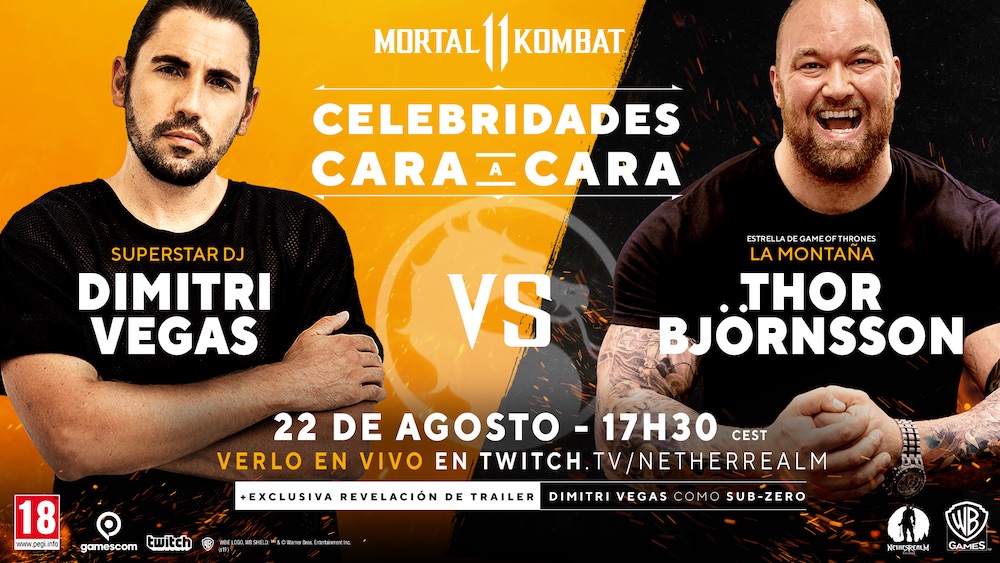 Dimitri Vegas y «La Montaña» en la serie «Juego de Tronos» se enfrentarán en un combate en Mortal Kombat11 durante la Gamescom 2019