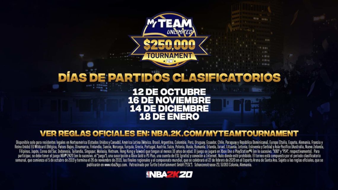 2K anuncia los detalles del torneo del modo Ilimitado de MiEQUIPO de NBA 2K20 con premio de 250 000 dólares