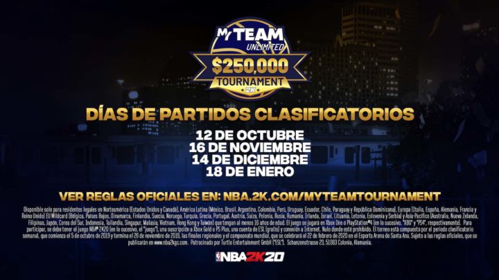 2K anuncia los detalles del torneo del modo Ilimitado de MiEQUIPO de NBA 2K20 con premio de 250 000 dólares
