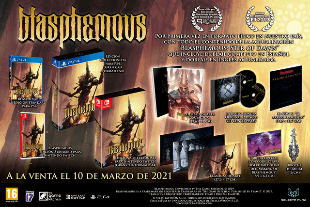 La edición física de Blasphemous retrasa su salida al 9 de abril