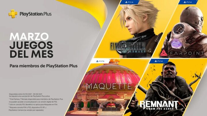 Confirmados los juegos gratuitos de PlayStation Plus en marzo, incluido Final Fantasy VII Remake para PS4